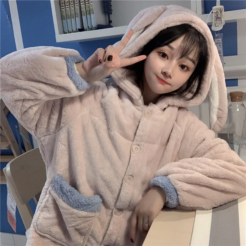 [ @elza_adisowna]"CUTE STAR RABBIT EARS HOODED" PAJAMA SET N111201