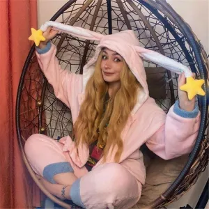 [ @elza_adisowna]"CUTE STAR RABBIT EARS HOODED" PAJAMA SET N111201