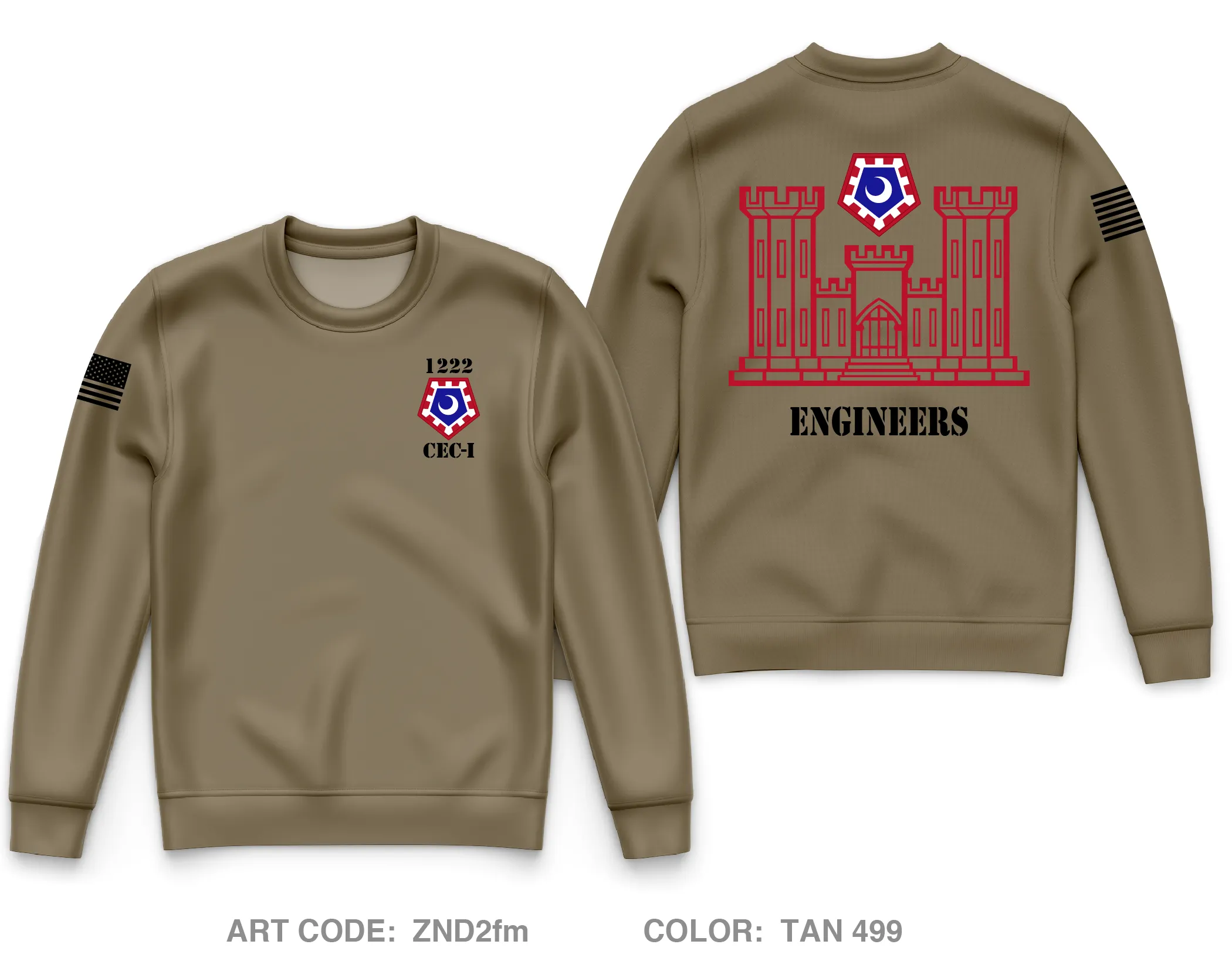 1222 Combat Engineer Company- Infantry Core Men's Crewneck Performance Sweatshirt - ZND2fm