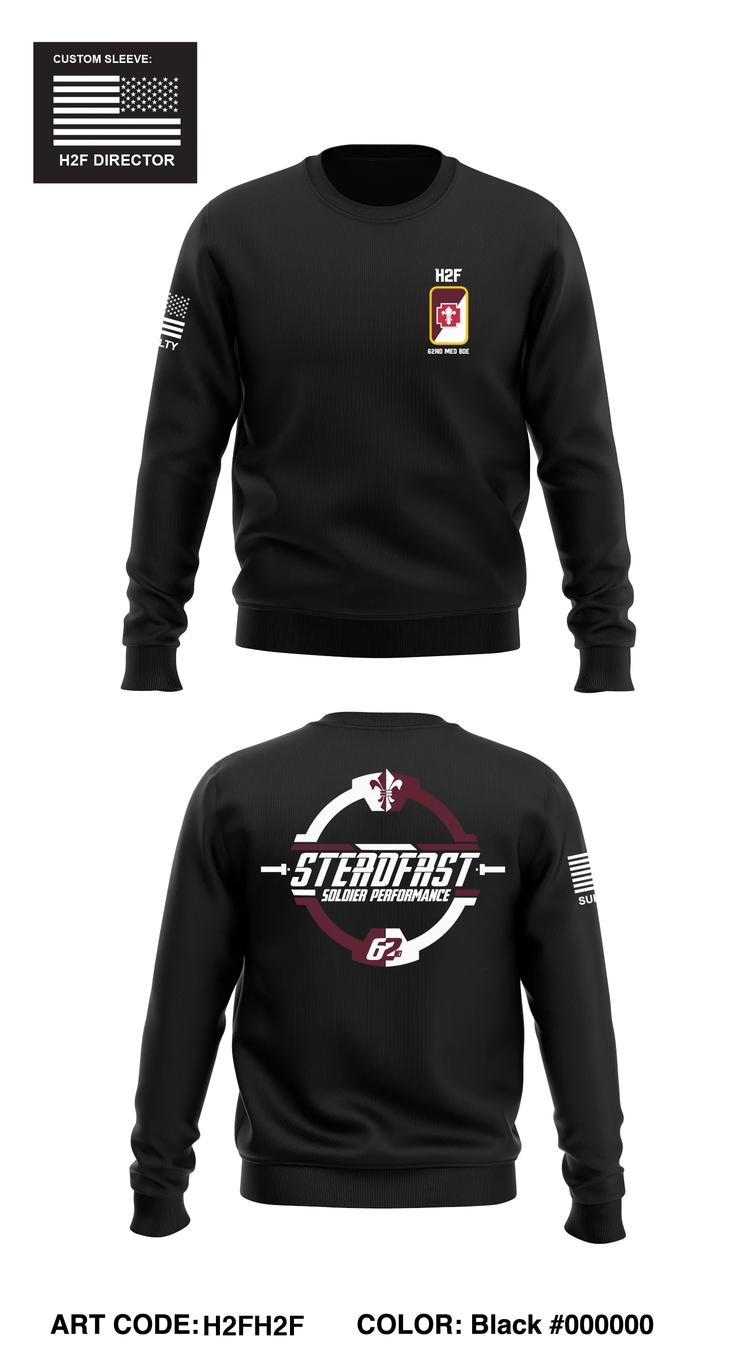 62nd Medical Brigade Store 1 Core Men's Crewneck Performance Sweatshirt - H2FH2F
