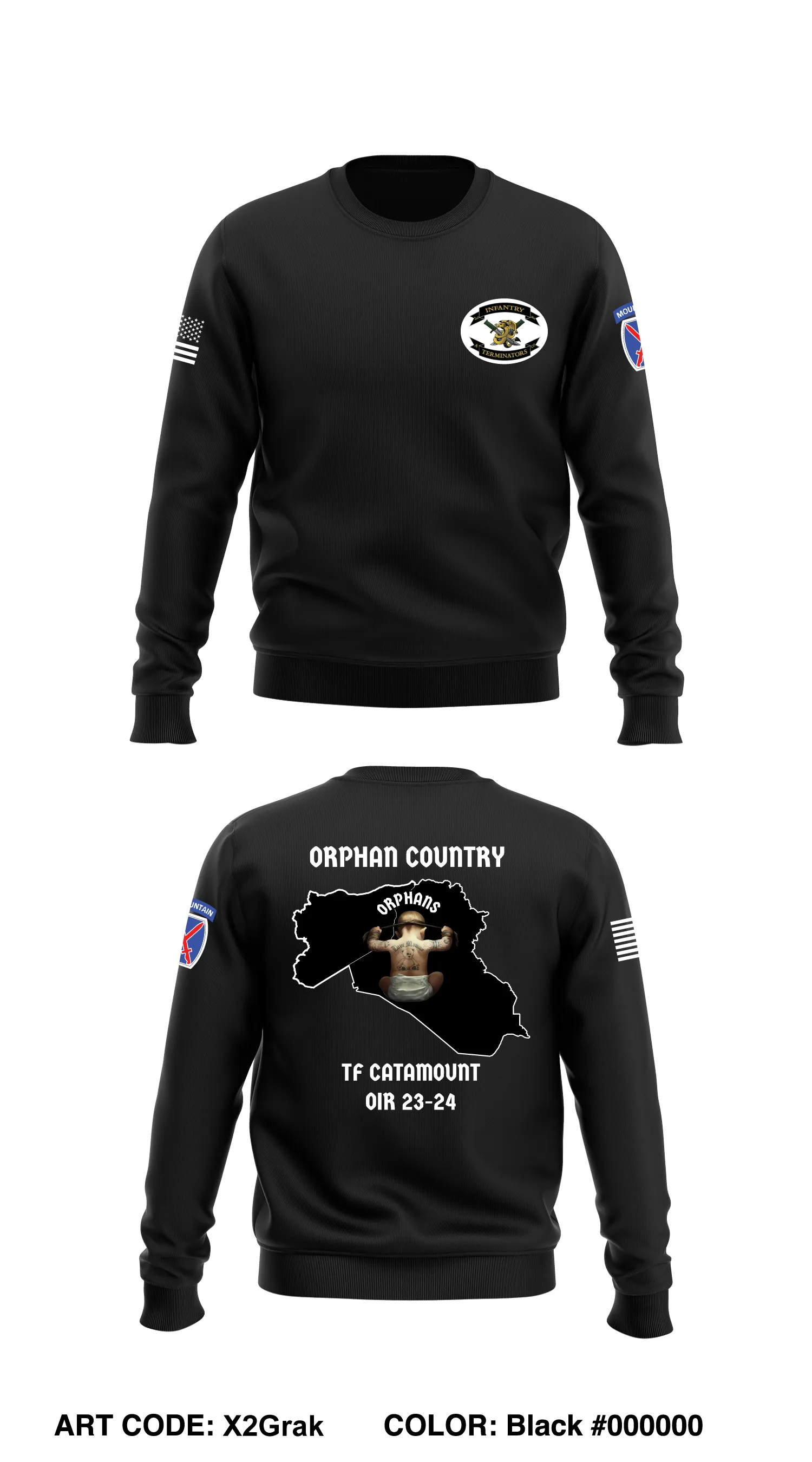 A Co 2-14 3rd Platoon Core Men's Crewneck Performance Sweatshirt - X2Grak