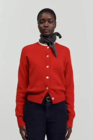 Ada Crewneck Cardigan, Poppy Red