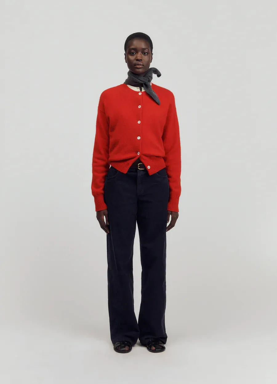 Ada Crewneck Cardigan, Poppy Red