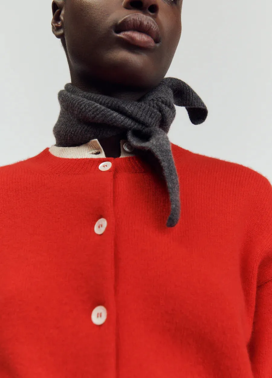 Ada Crewneck Cardigan, Poppy Red