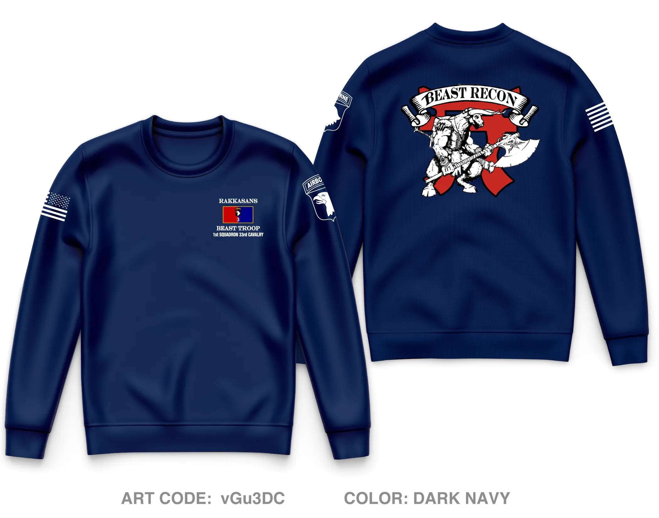 B TRP, 1-33 CAV, 3BCT Core Men's Crewneck Performance Sweatshirt - vGu3DC