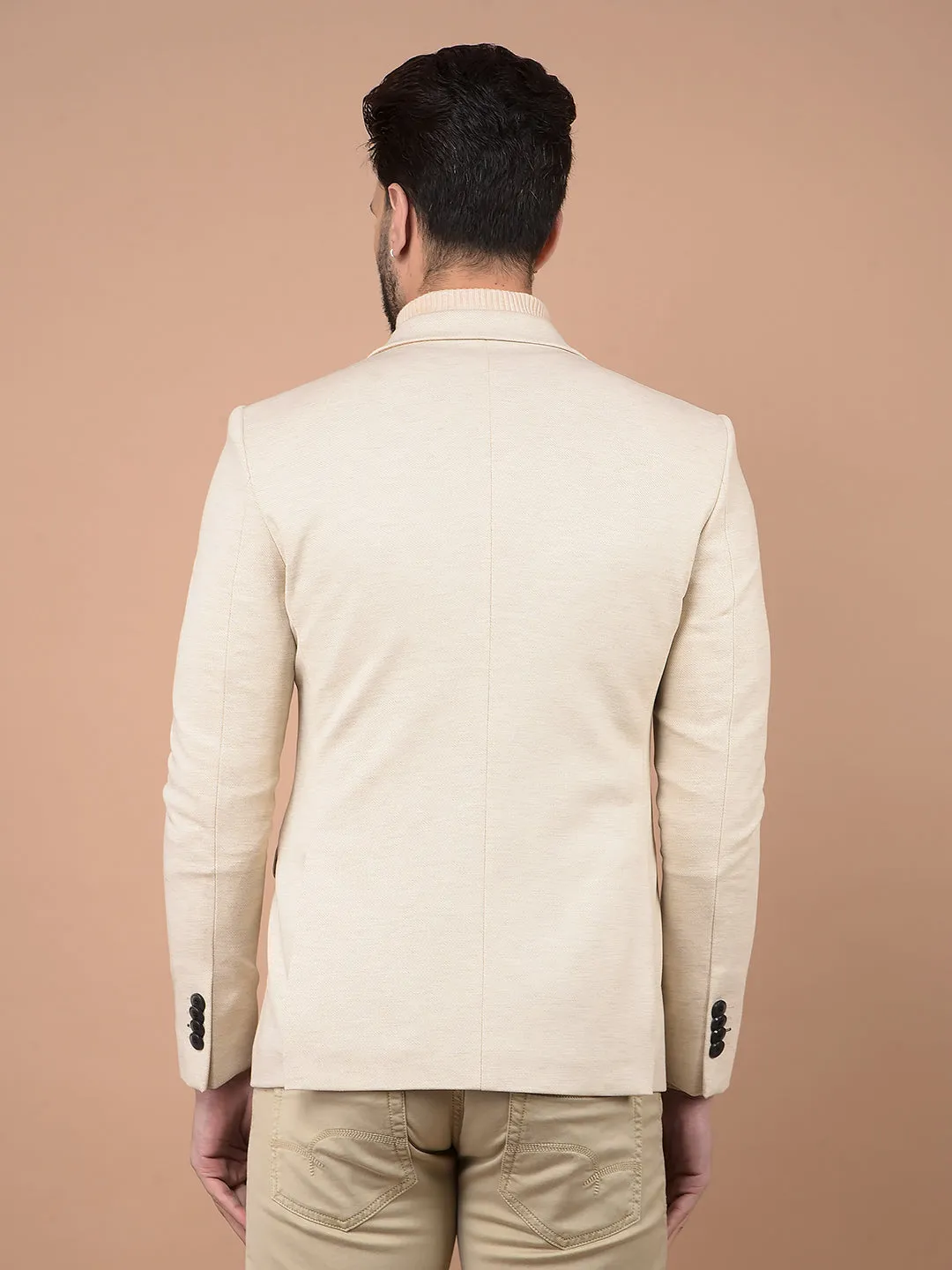 Beige Single Breasted Blazer