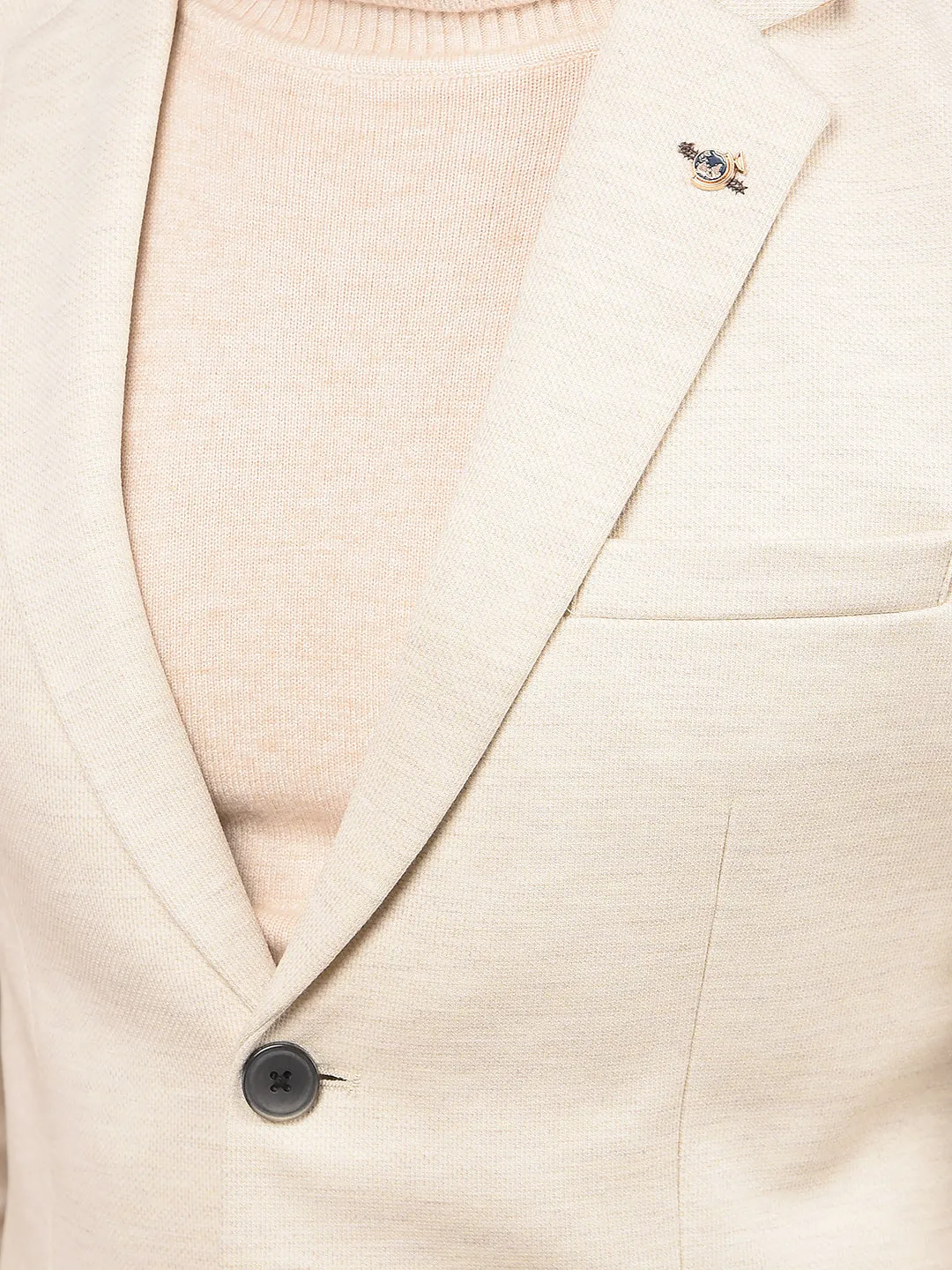 Beige Single Breasted Blazer