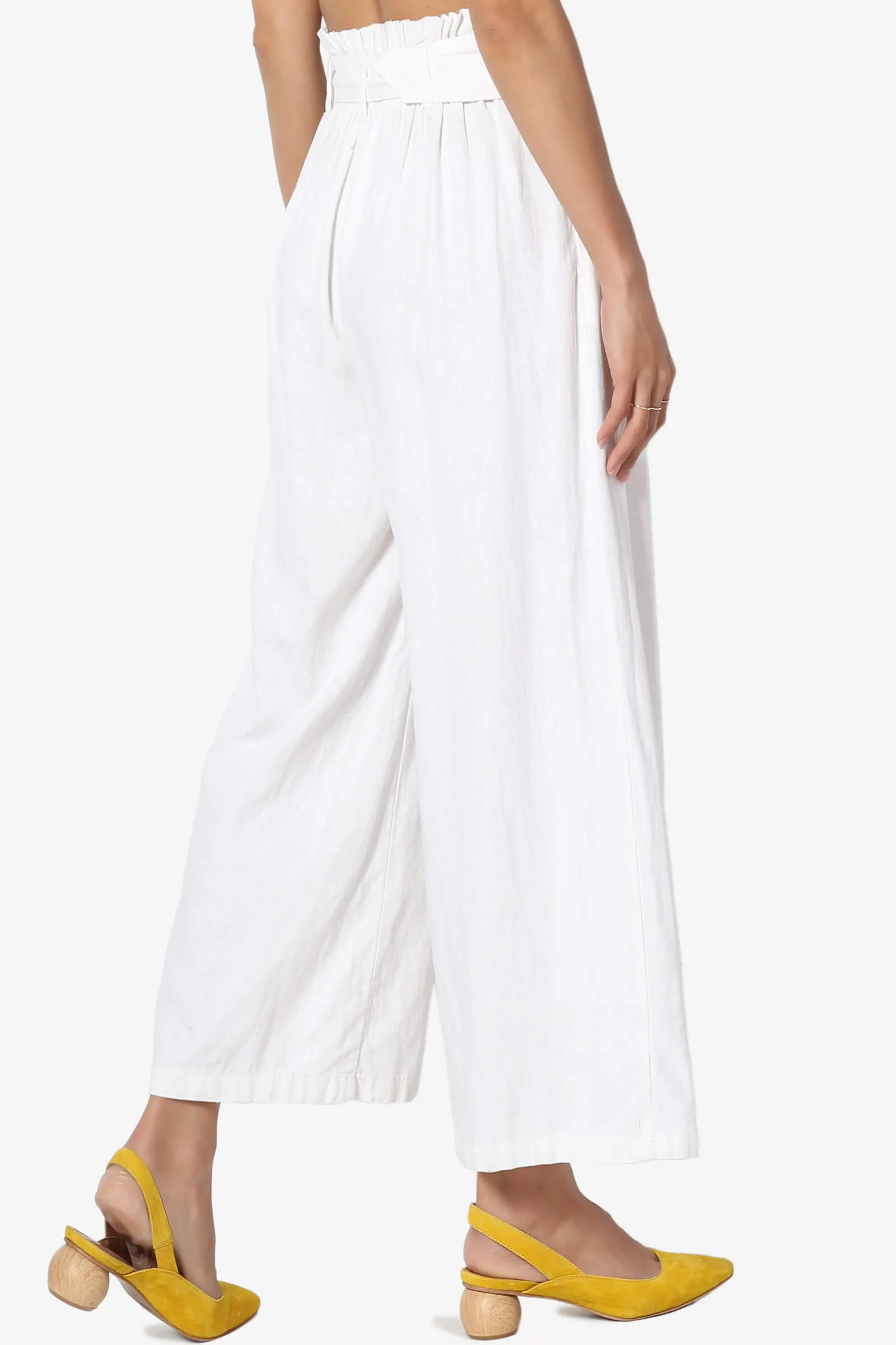 Belini Belted High Waist Linen Culotte Pants