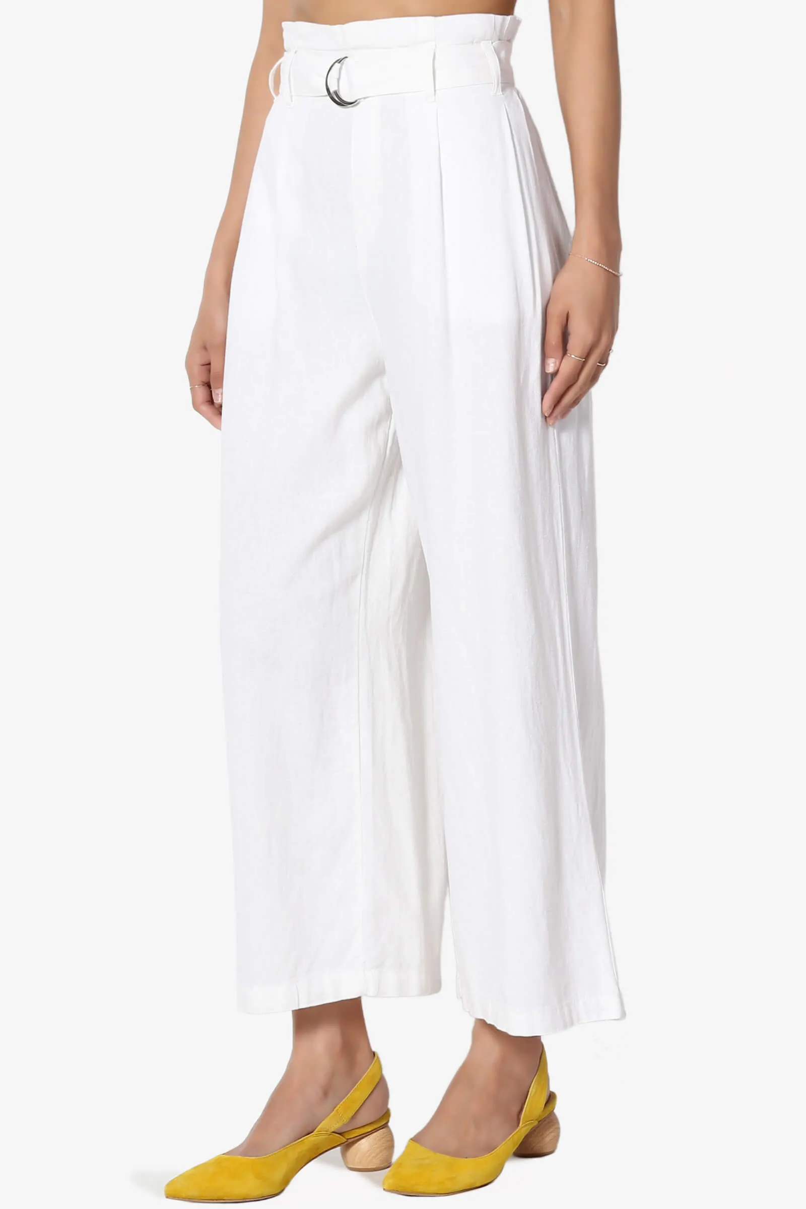 Belini Belted High Waist Linen Culotte Pants