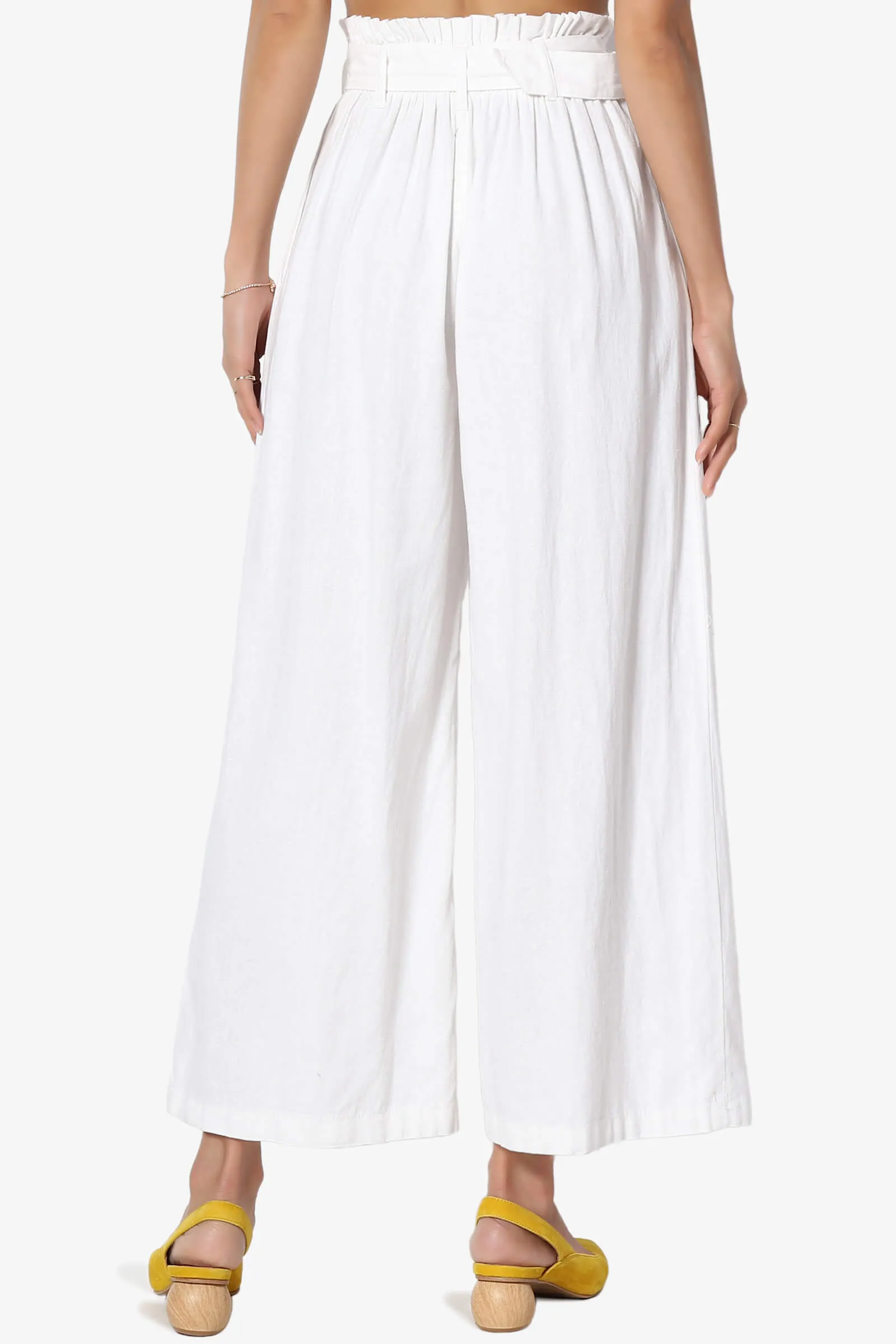 Belini Belted High Waist Linen Culotte Pants