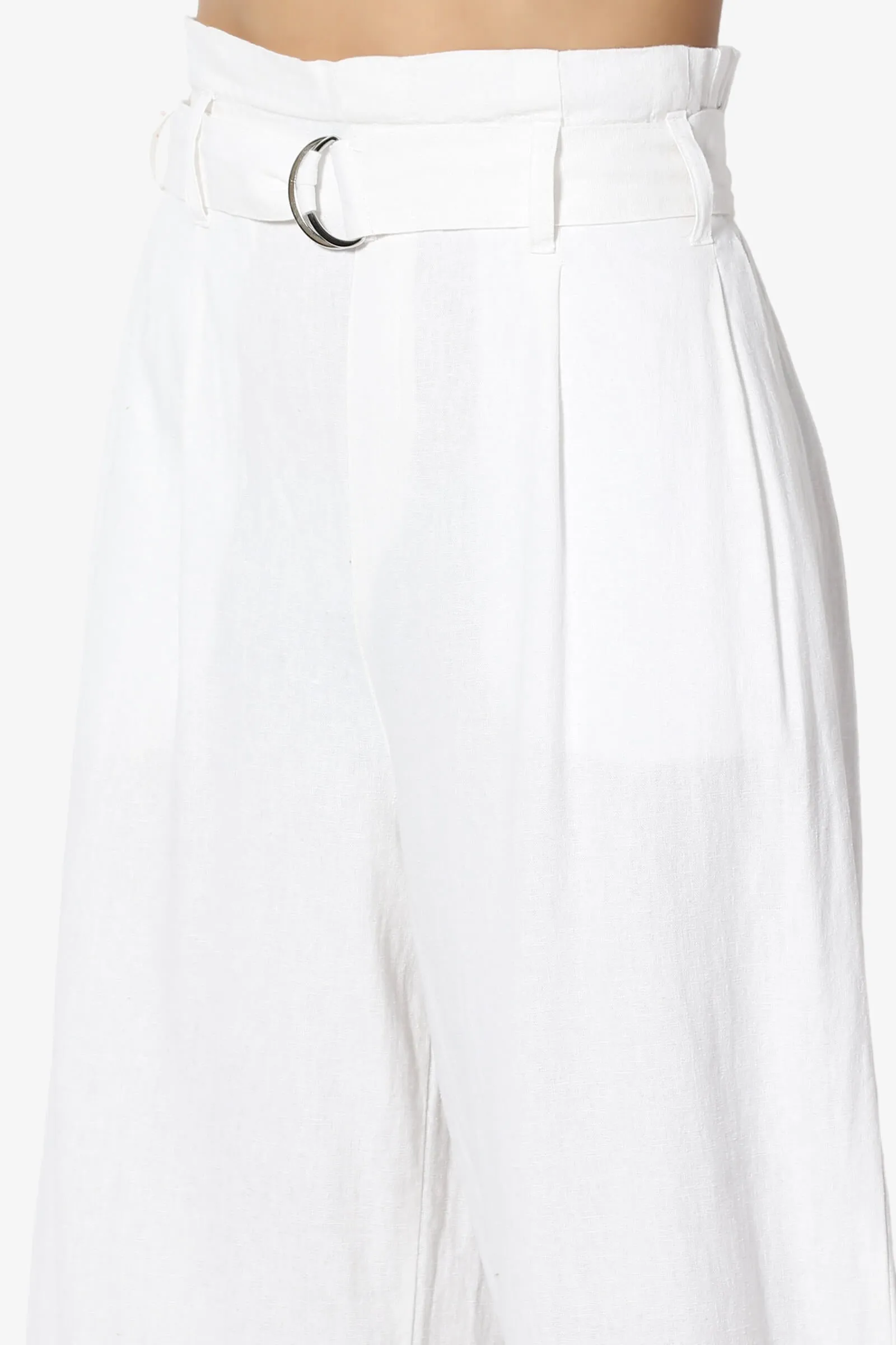 Belini Belted High Waist Linen Culotte Pants