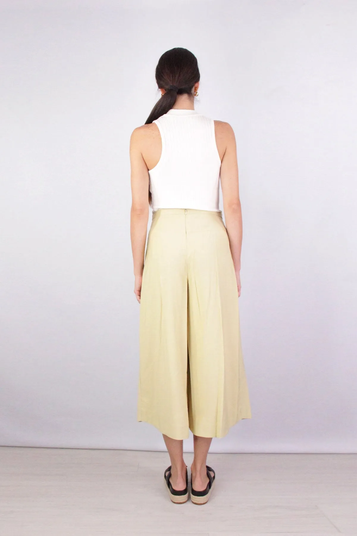 Belted Palazzo Culotte in Maiz