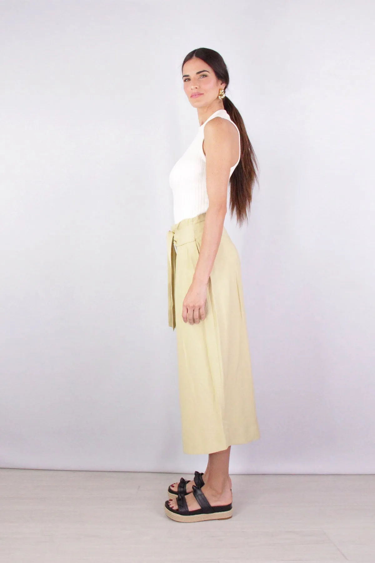 Belted Palazzo Culotte in Maiz