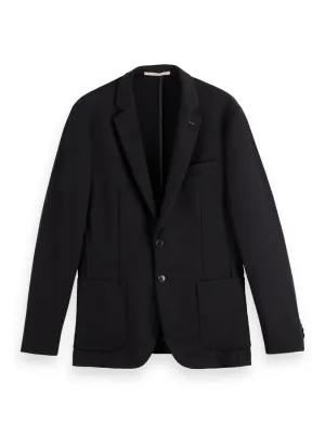 Black Mélange Knitted Jersey Blazer