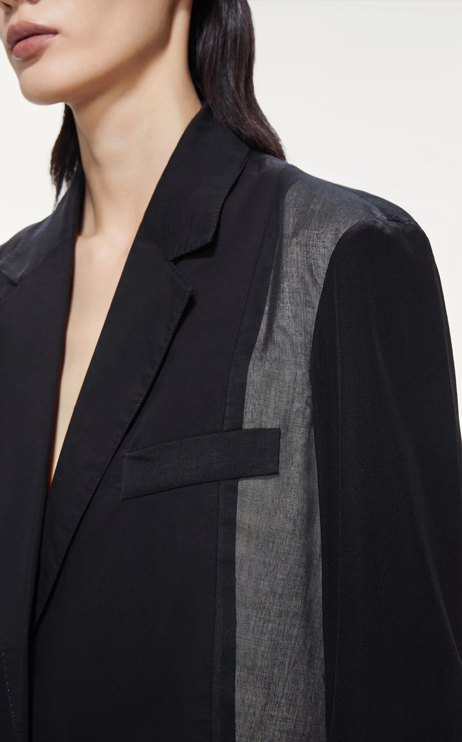 Blazers / JNBY Loose Fit Patchwork H-Line Long Sleeve Blazer