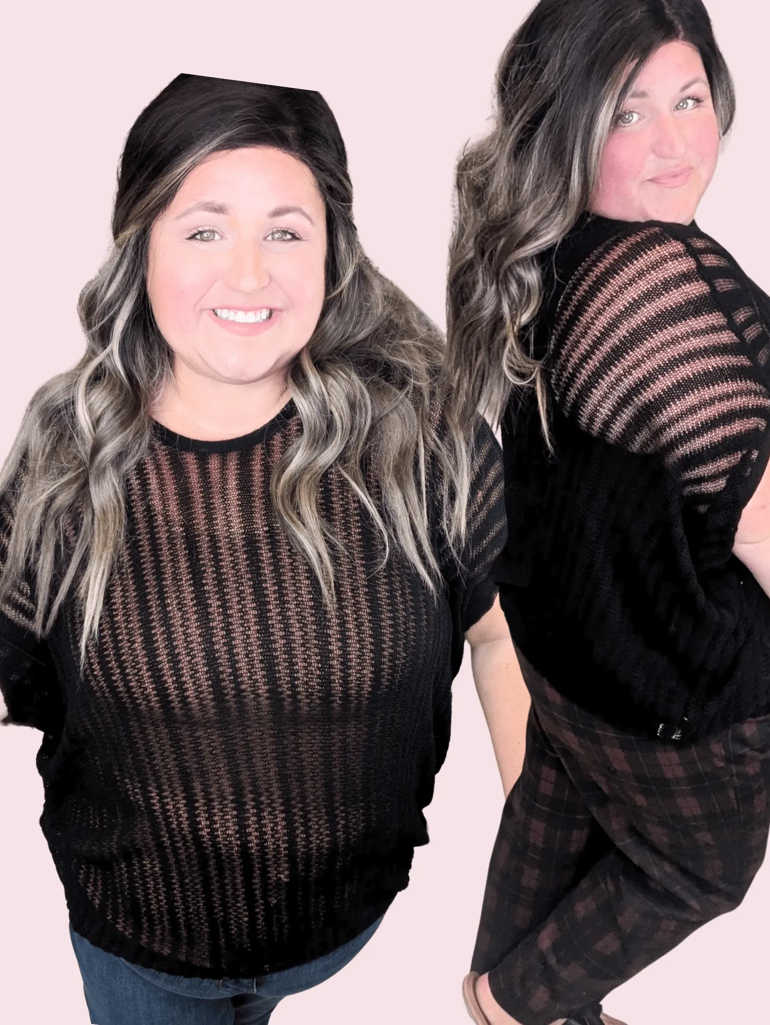 Brenna Open Knit Short Sleeve Boxy Sweater