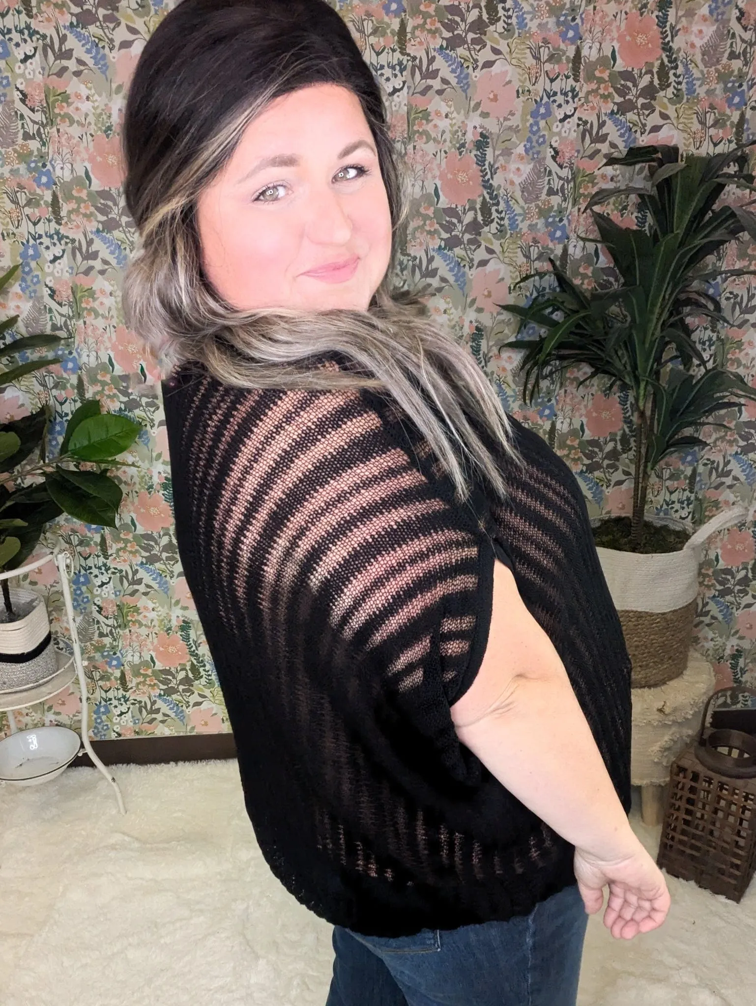 Brenna Open Knit Short Sleeve Boxy Sweater