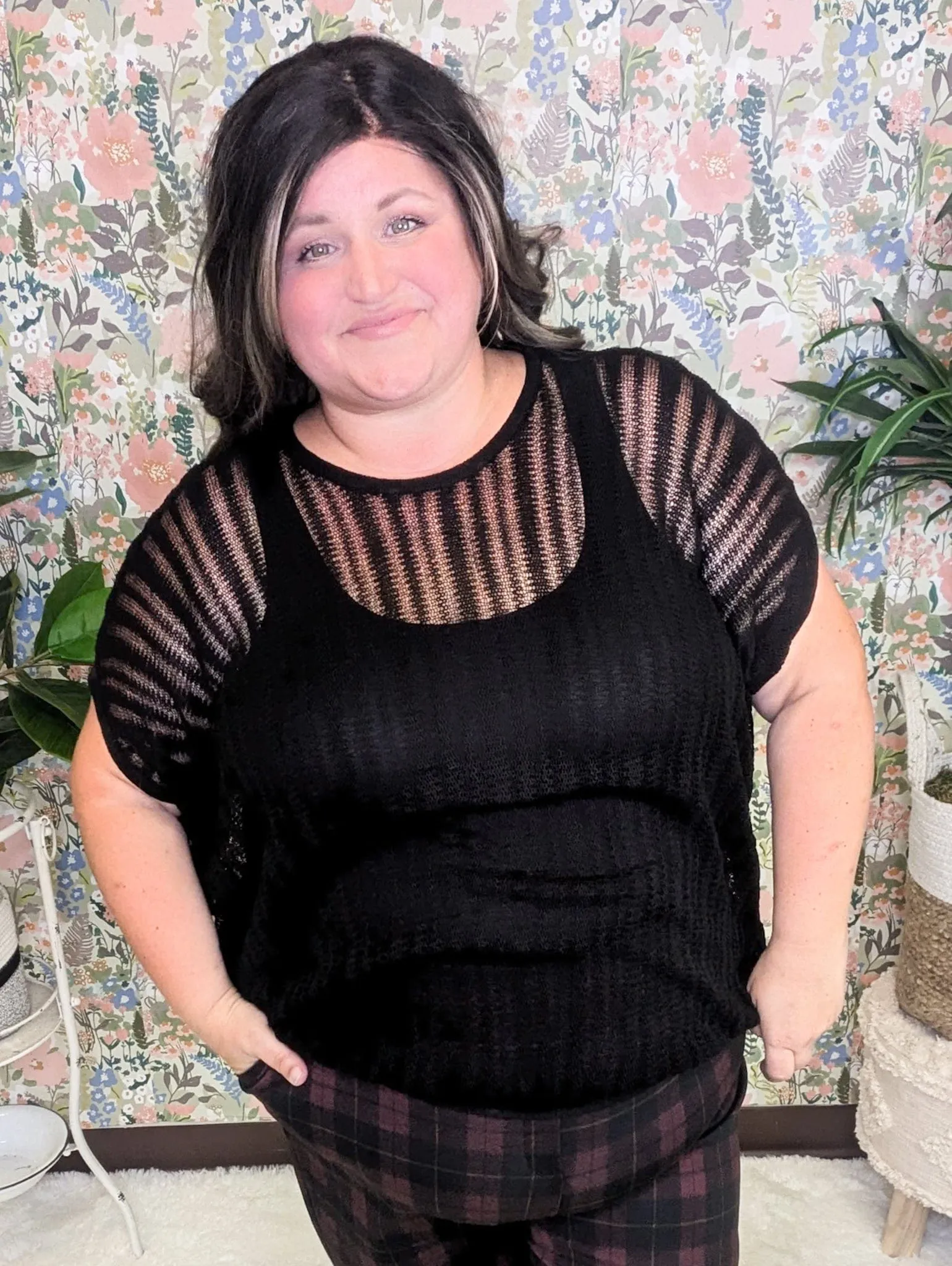 Brenna Open Knit Short Sleeve Boxy Sweater