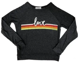 Brokedown Clothing Women's Love Stripe Vintage Black Sweatshirt