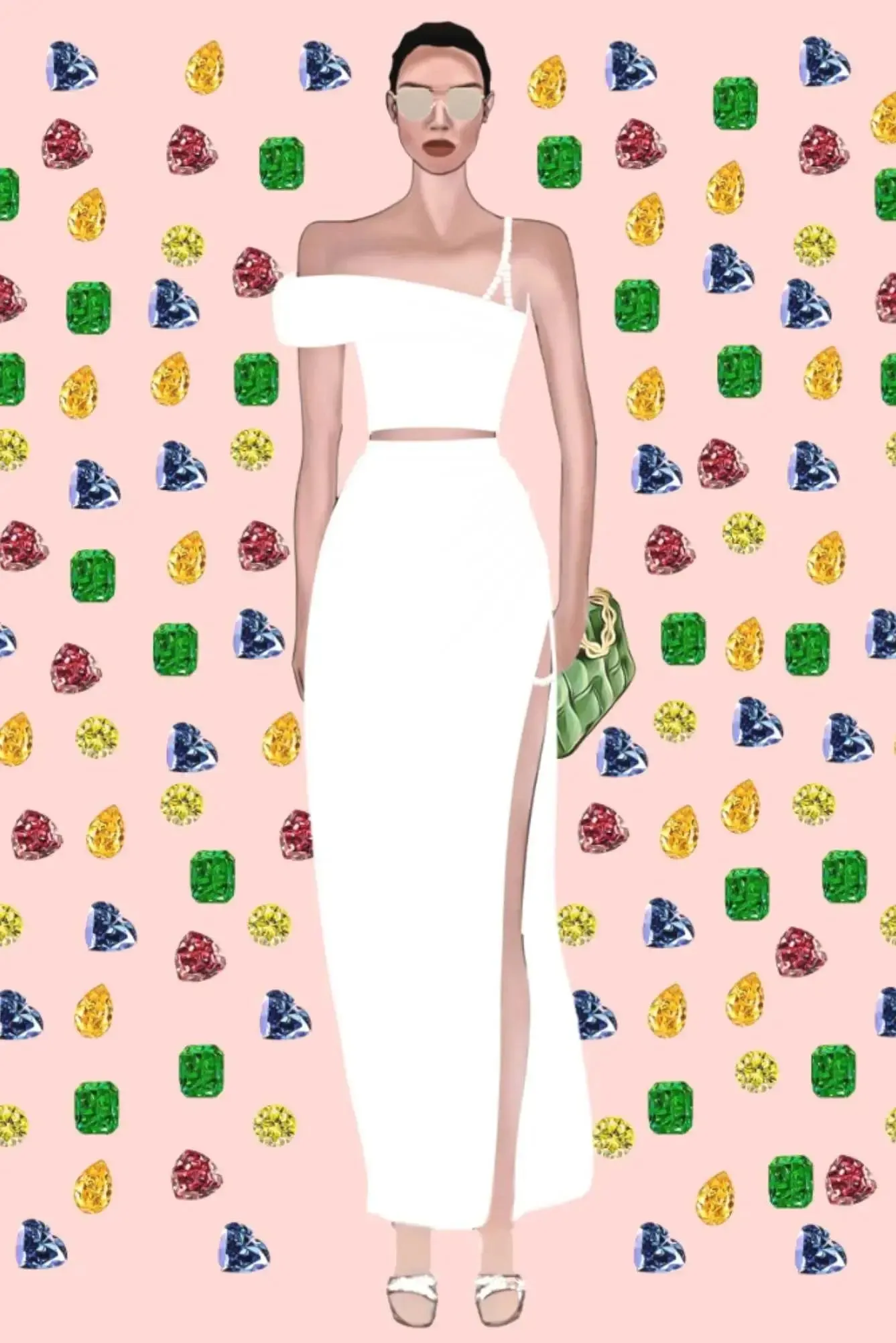 Call Me Yours White Diamond and Jade Skirt