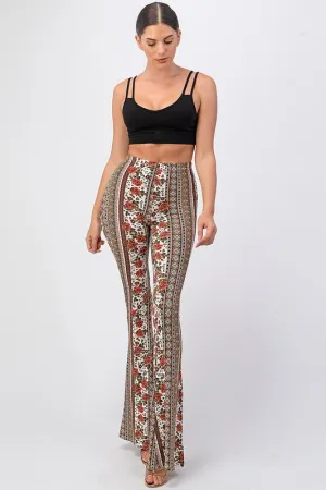 CAMMIE PRINTED FLARES ROSES