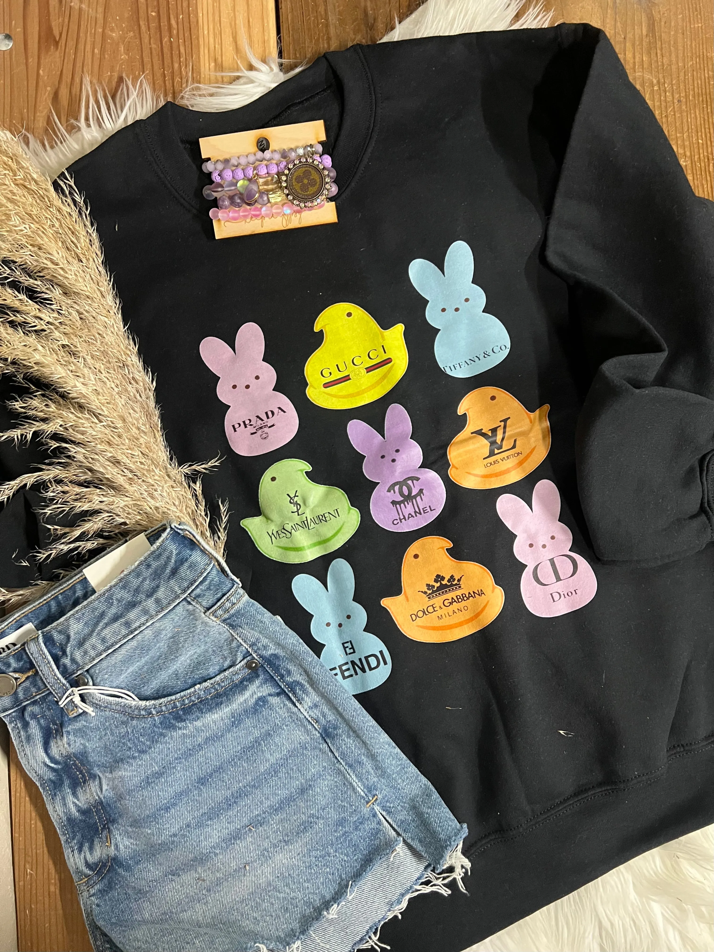 Candy Fluff Bunny Sweatshirt - Black