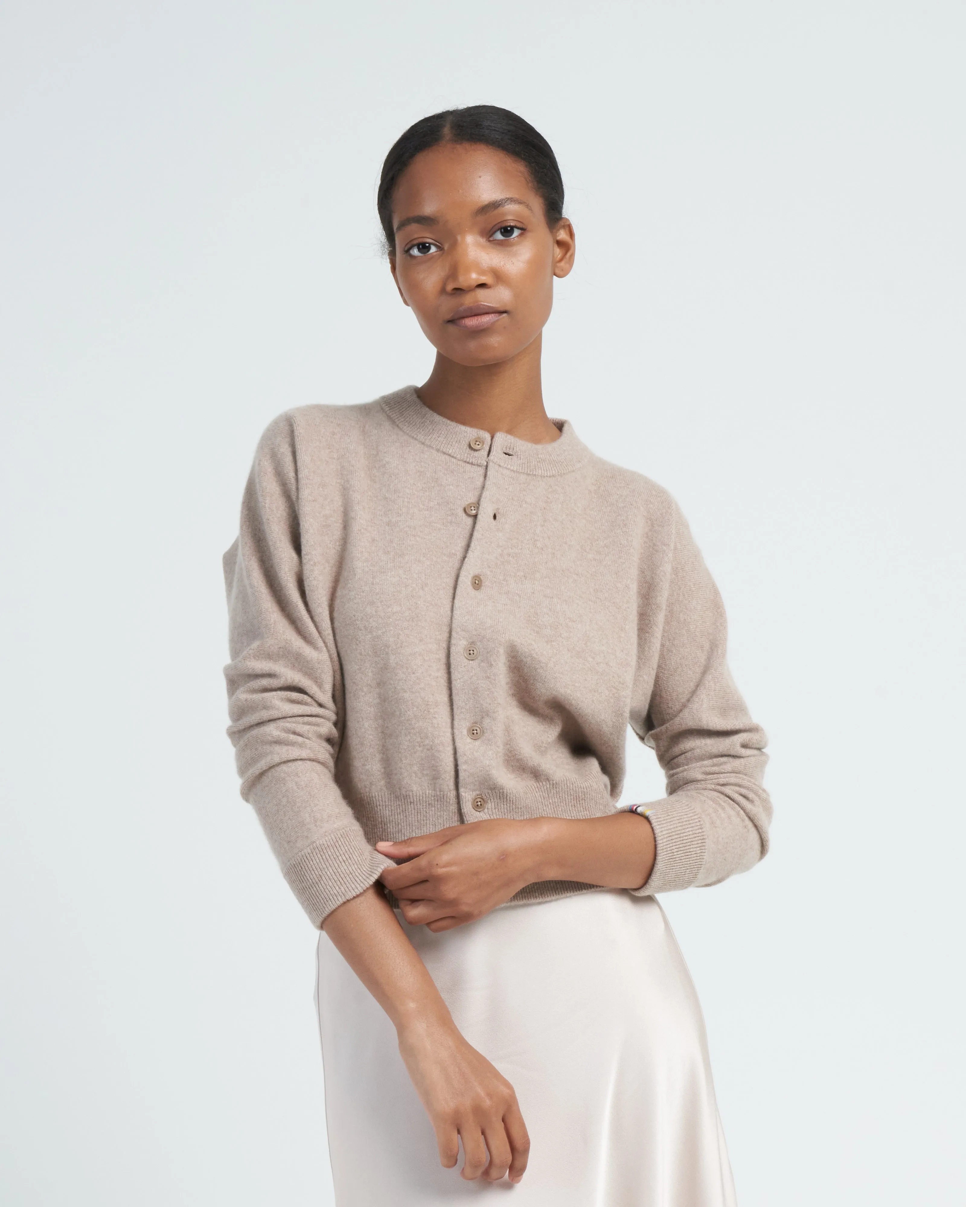 cashmere cardi - sand