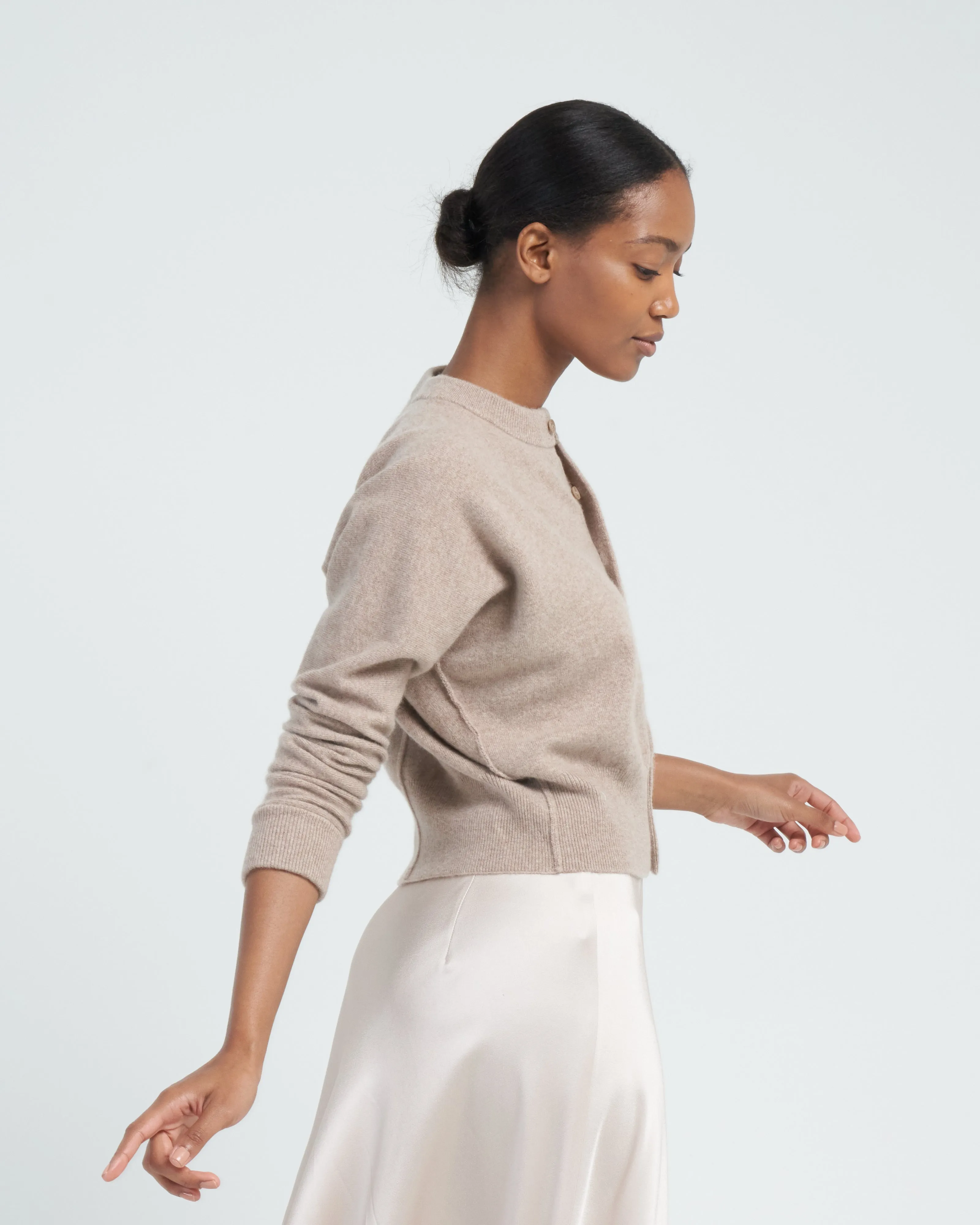 cashmere cardi - sand