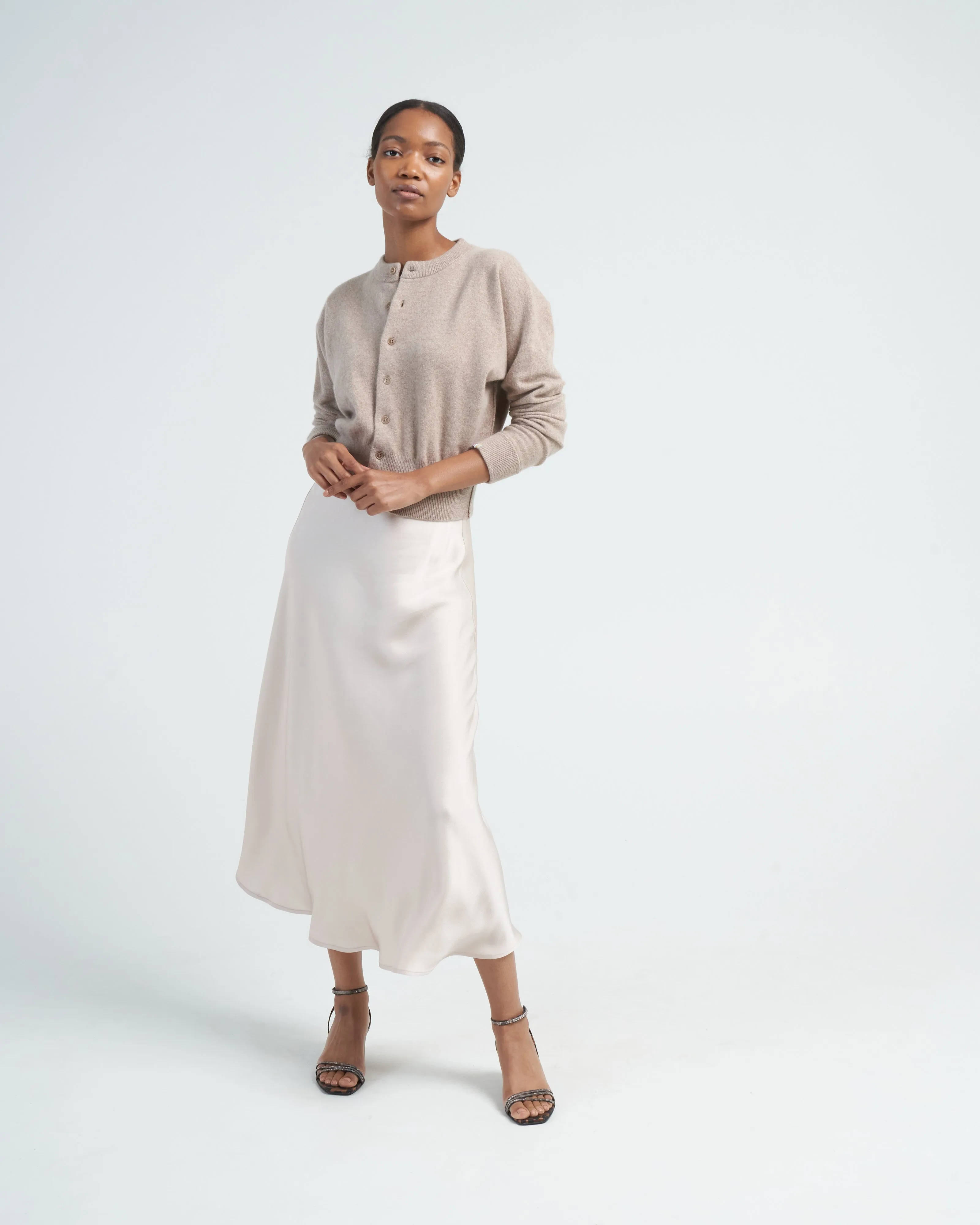 cashmere cardi - sand