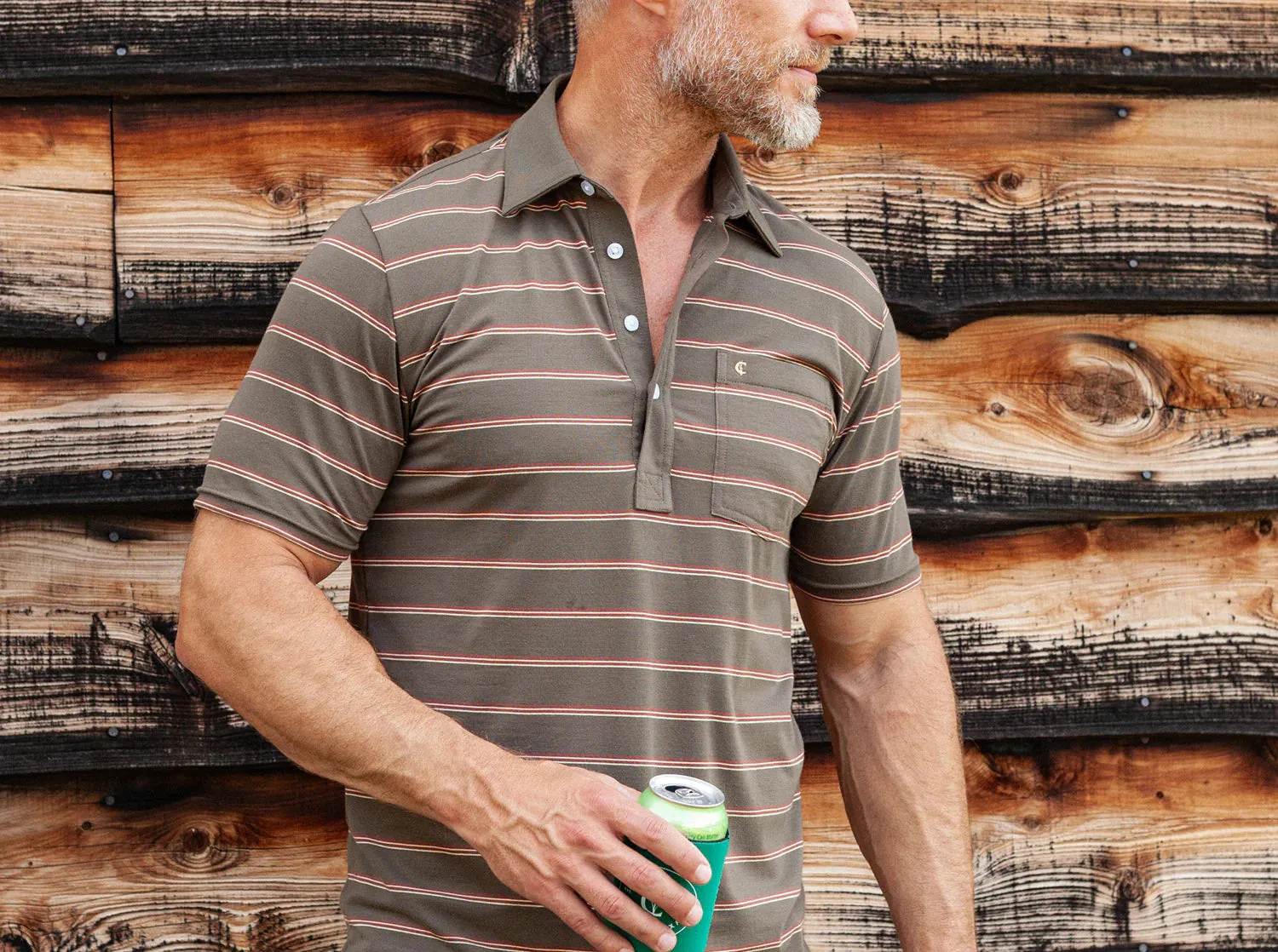 Cassidy Stripe Brown Performance Players Shirt