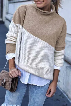Chicindress Loose Round Contrast Sweater(3 Colors)