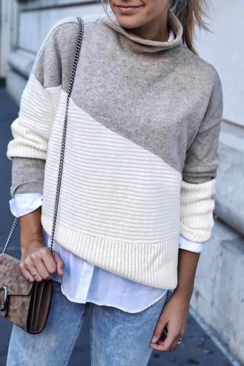 Chicindress Loose Round Contrast Sweater(3 Colors)