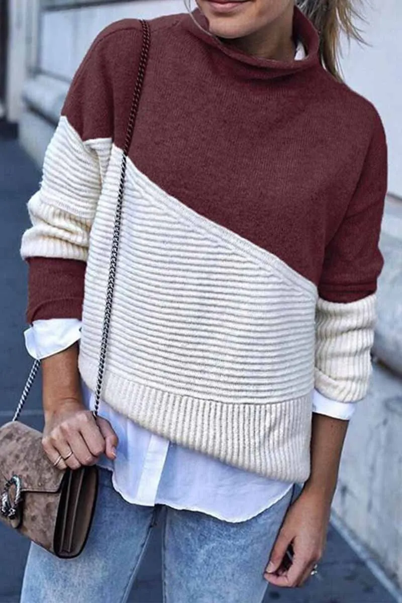Chicindress Loose Round Contrast Sweater(3 Colors)