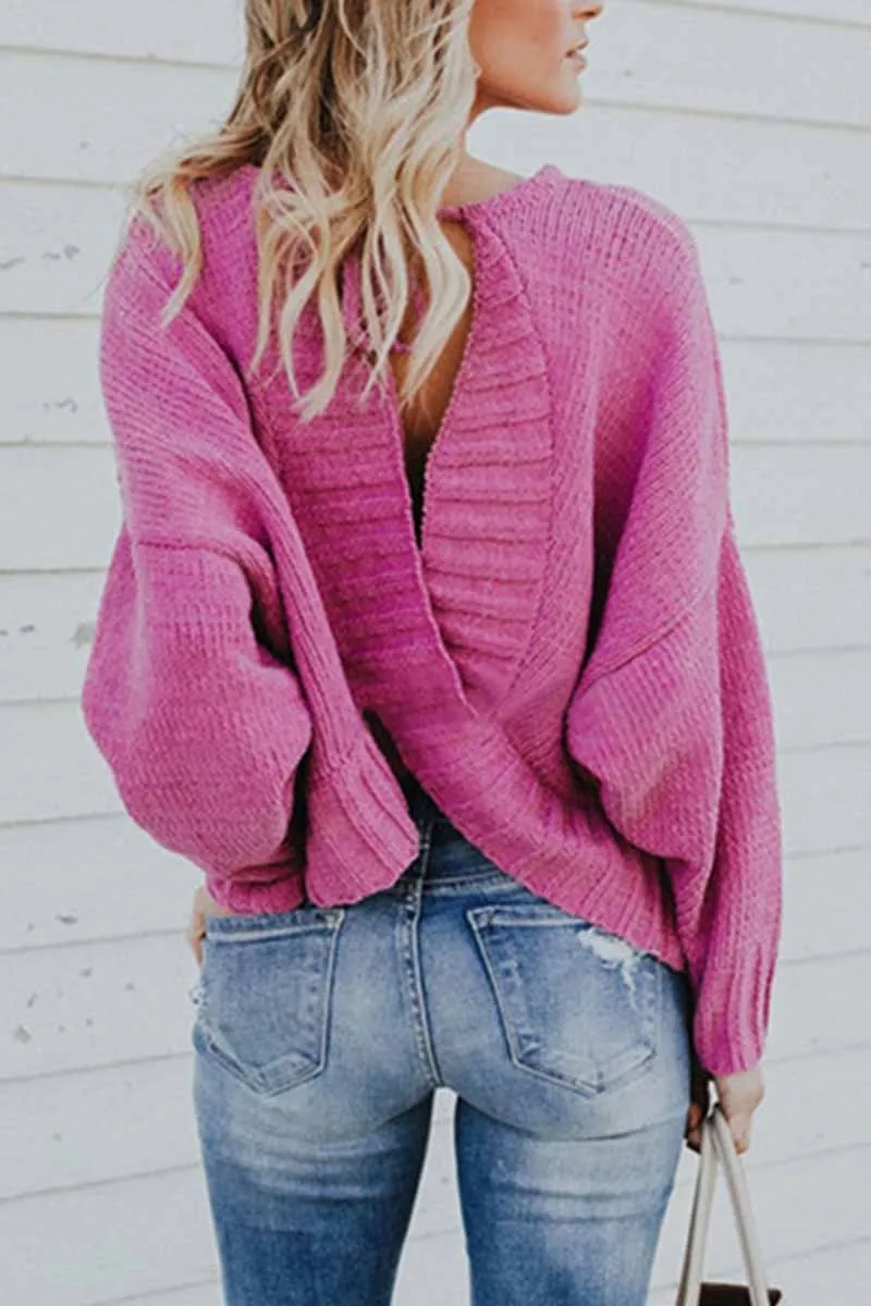 Chicindress Loose Solid Bandage Sweater