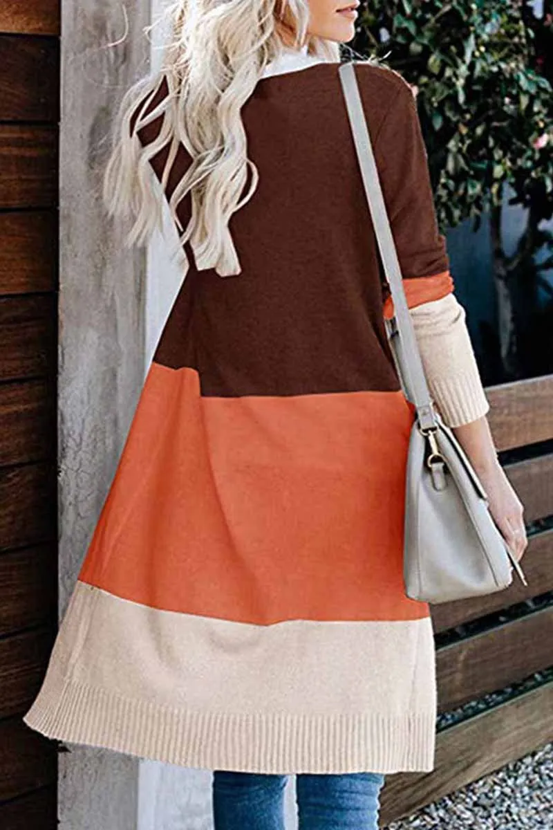 Chicindress Loose Splice Contrast Cardigan