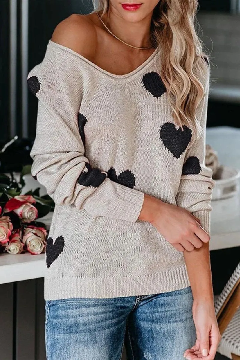 Chicindress Loose V-Neck Love Knitted Sweater(5 Colors)