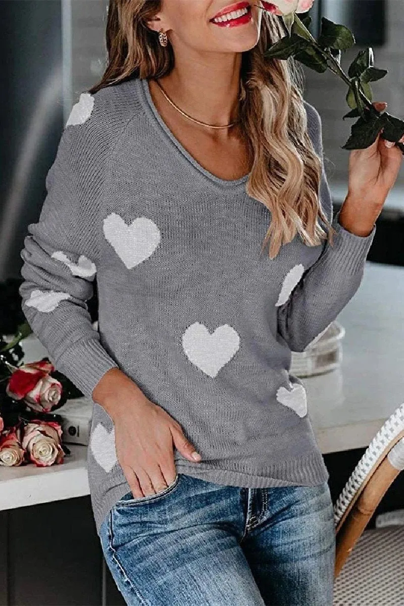 Chicindress Loose V-Neck Love Knitted Sweater(5 Colors)