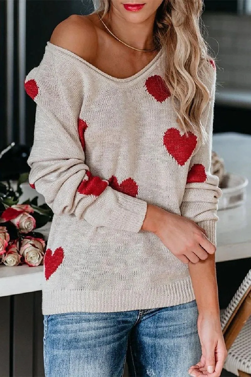 Chicindress Loose V-Neck Love Knitted Sweater(5 Colors)