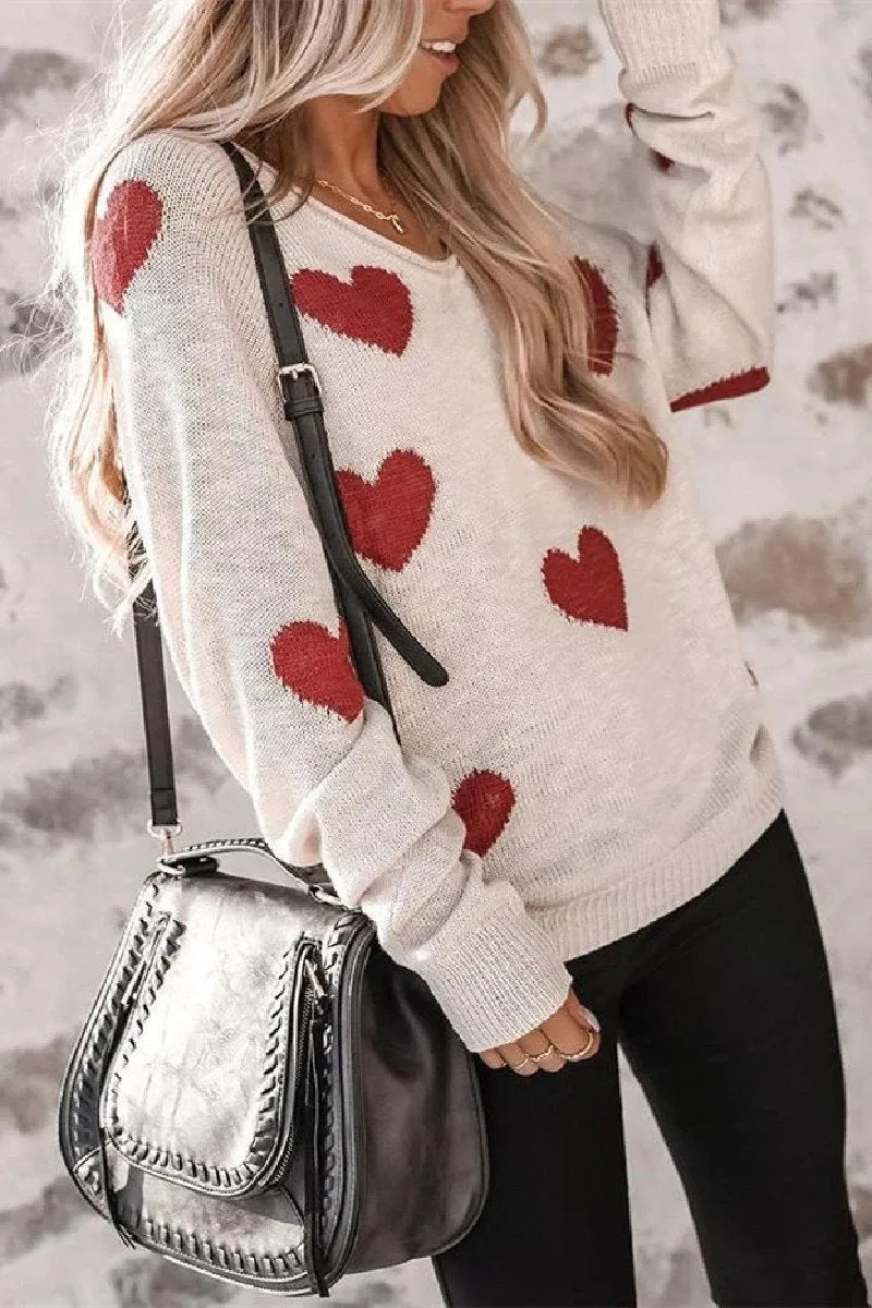 Chicindress Loose V-Neck Love Knitted Sweater(5 Colors)