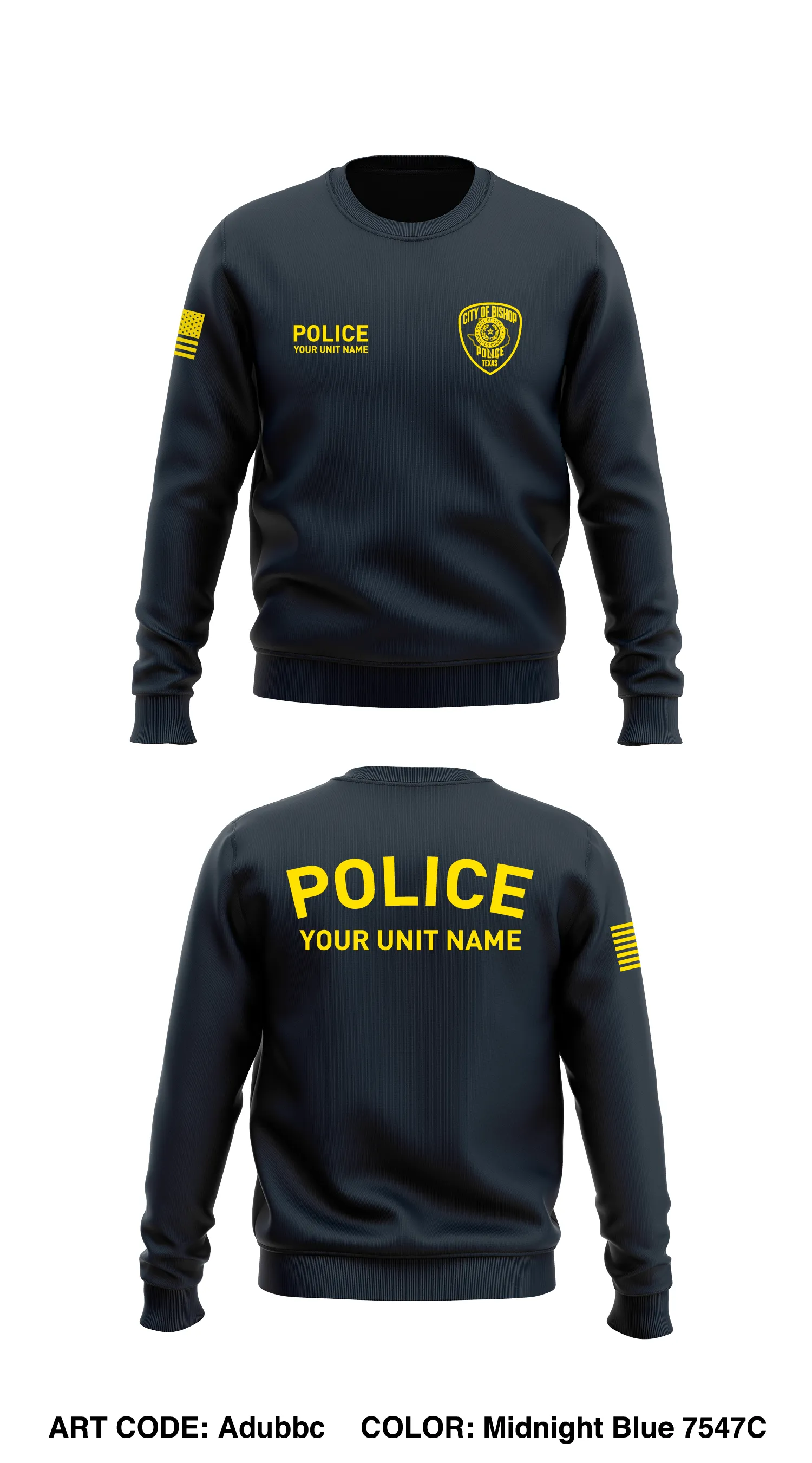 City of Bishop Police Department Store 1 Core Men's Crewneck Performance Sweatshirt - Adubbc