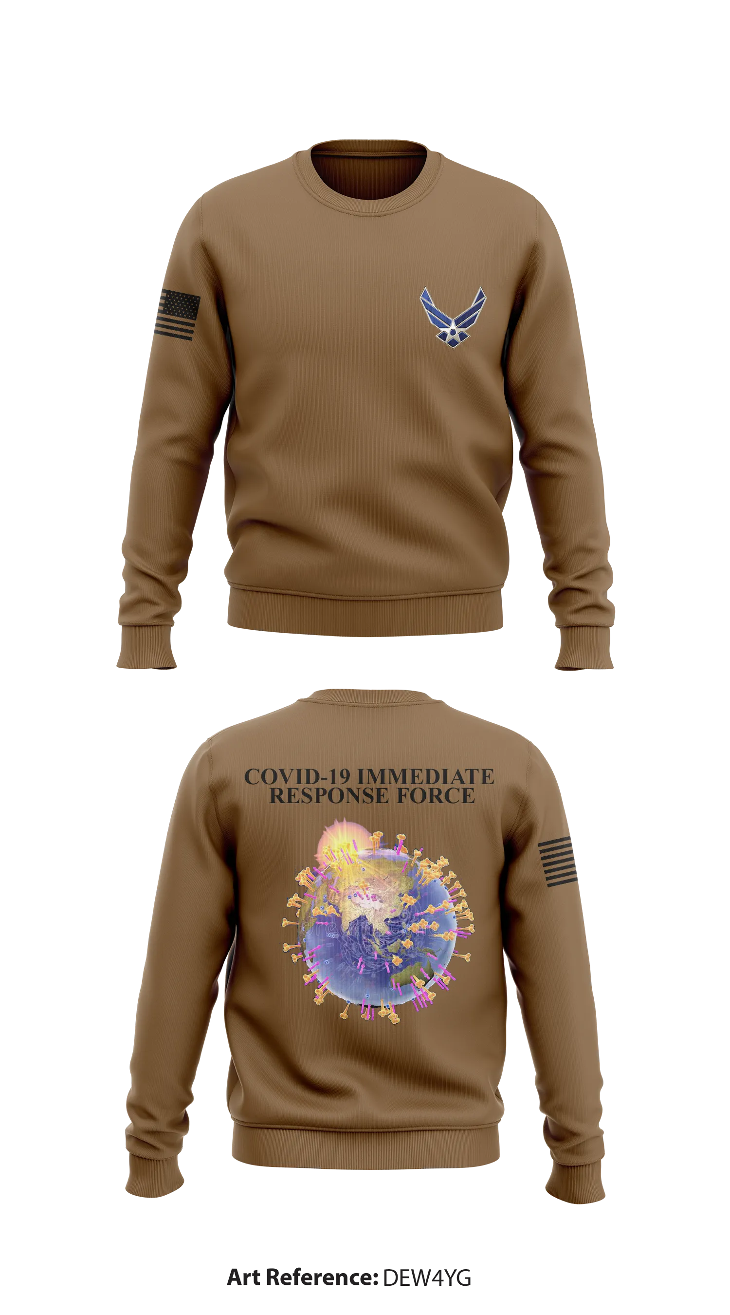 COVID-19 Immediate Response Force Store 1 Core Men's Crewneck Performance Sweatshirt - DEw4yG