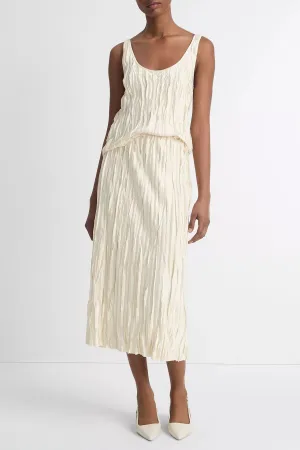 Crushed Satin Bias Skirt in Pale Ivory
