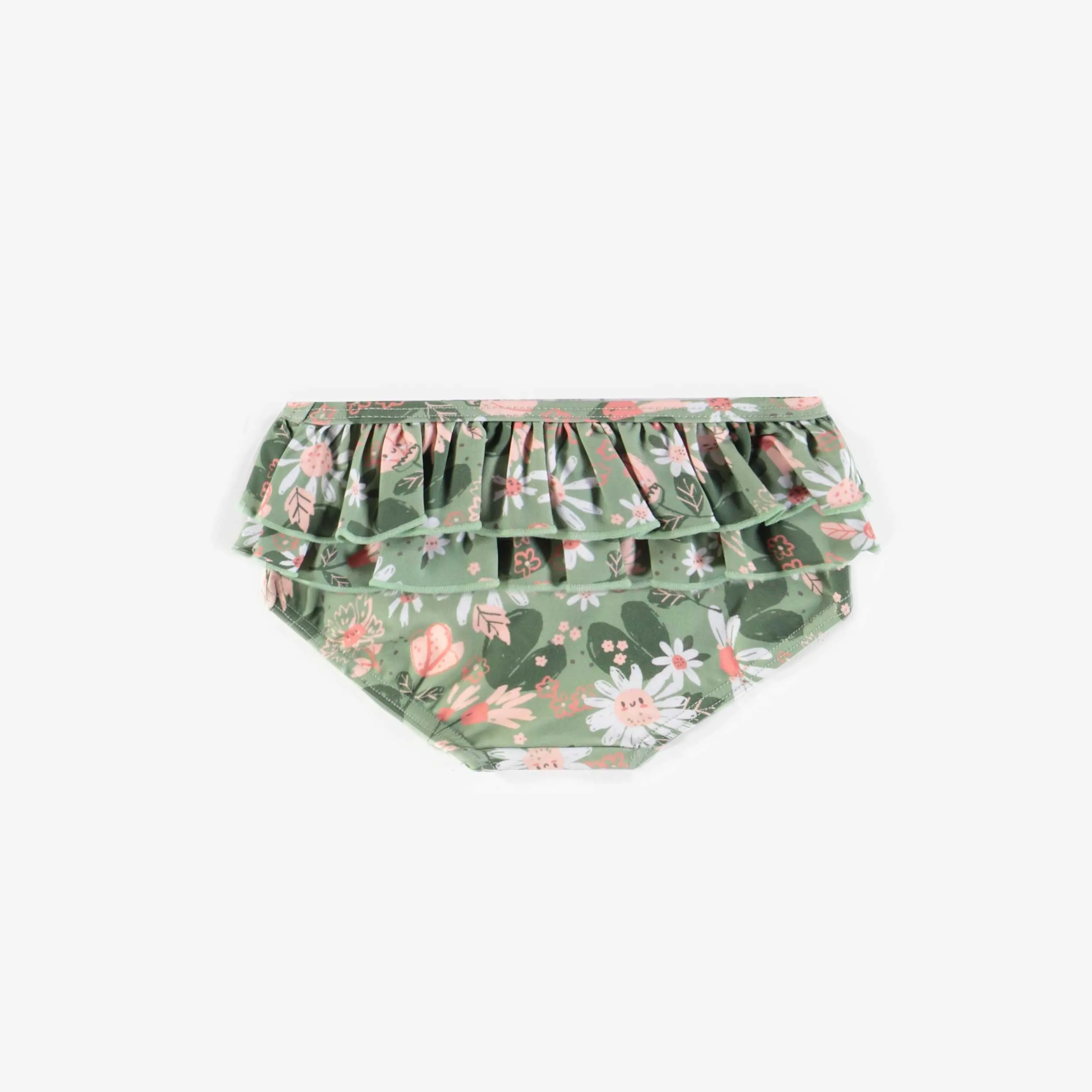 Culotte de bain verte à motifs avec jupette, bébé  || Green patterned bathing panties with skirt, baby