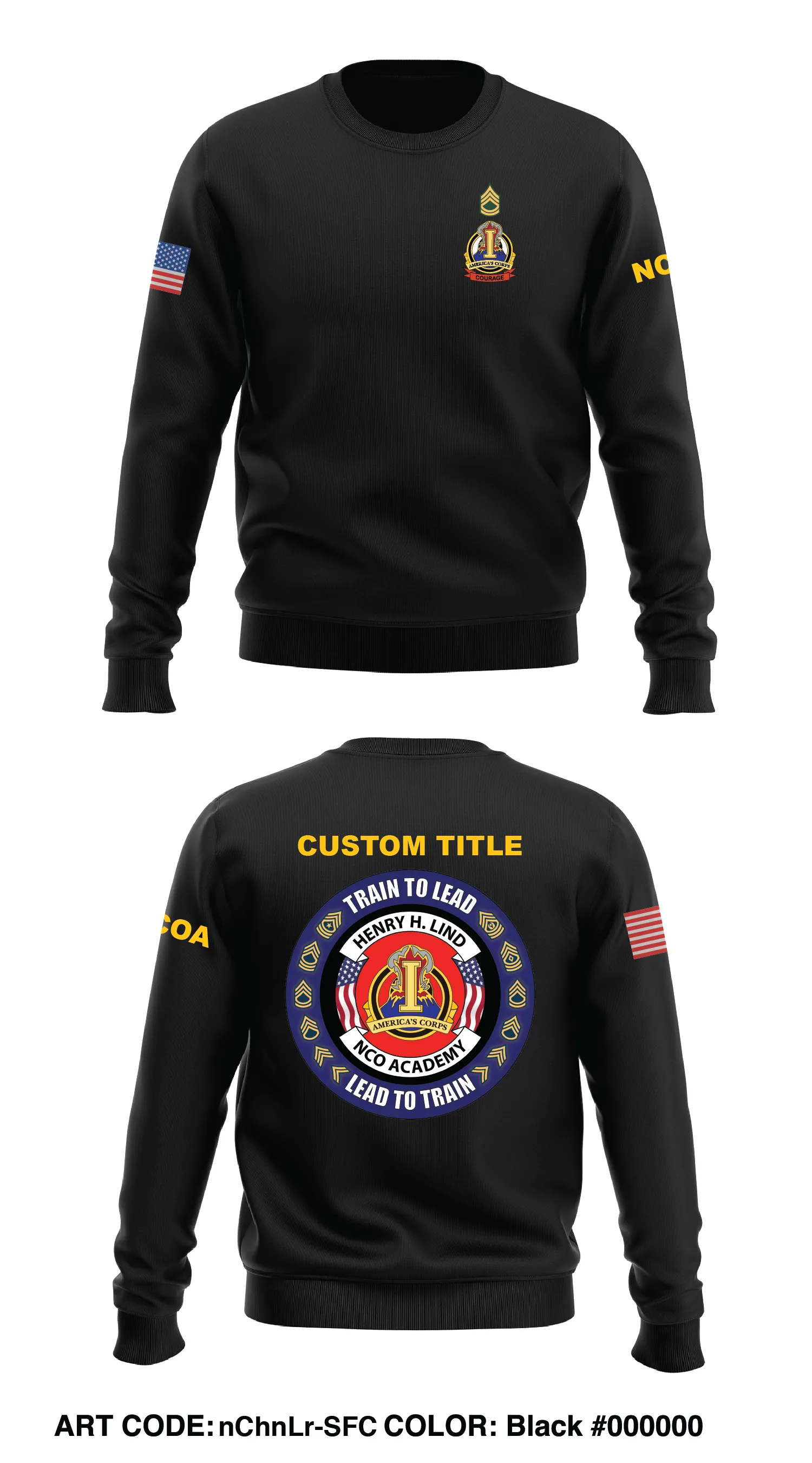 CUSTOM - I CORPS, NCO ACADEMY Store 1 Core Men's Crewneck Performance Sweatshirt - nChnLr-SFC
