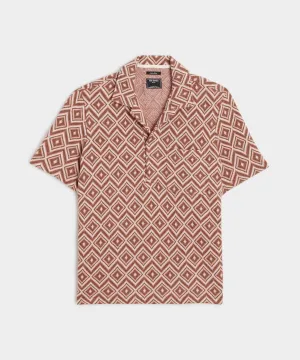 Diamond Slouchy Knit Polo in Vintage Brown