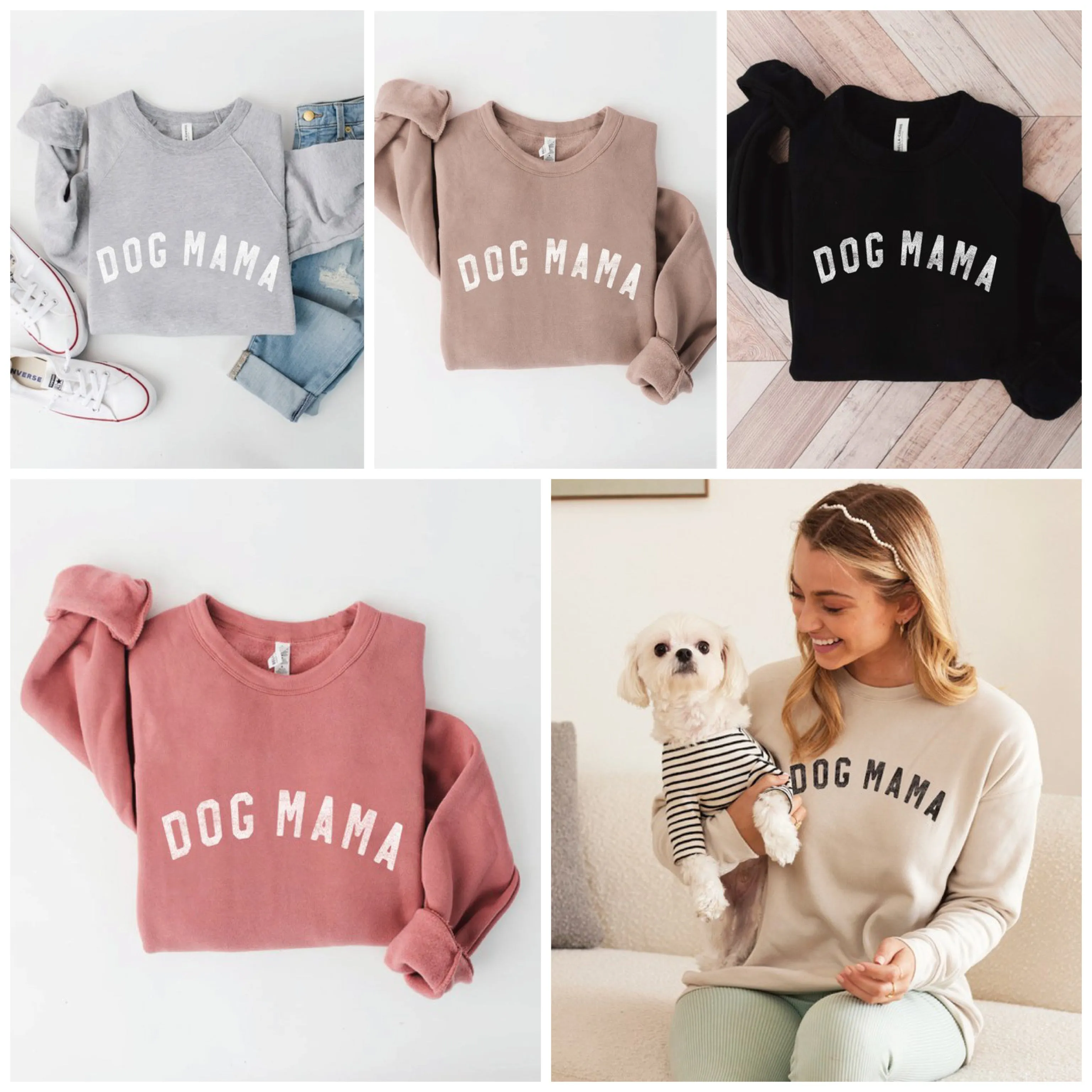 DOG MAMA Unisex Crewneck Pullover Sweatshirt