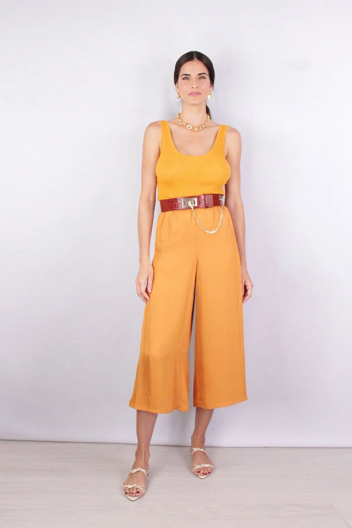 Drapey Pull On Culotte in Dark Ginger