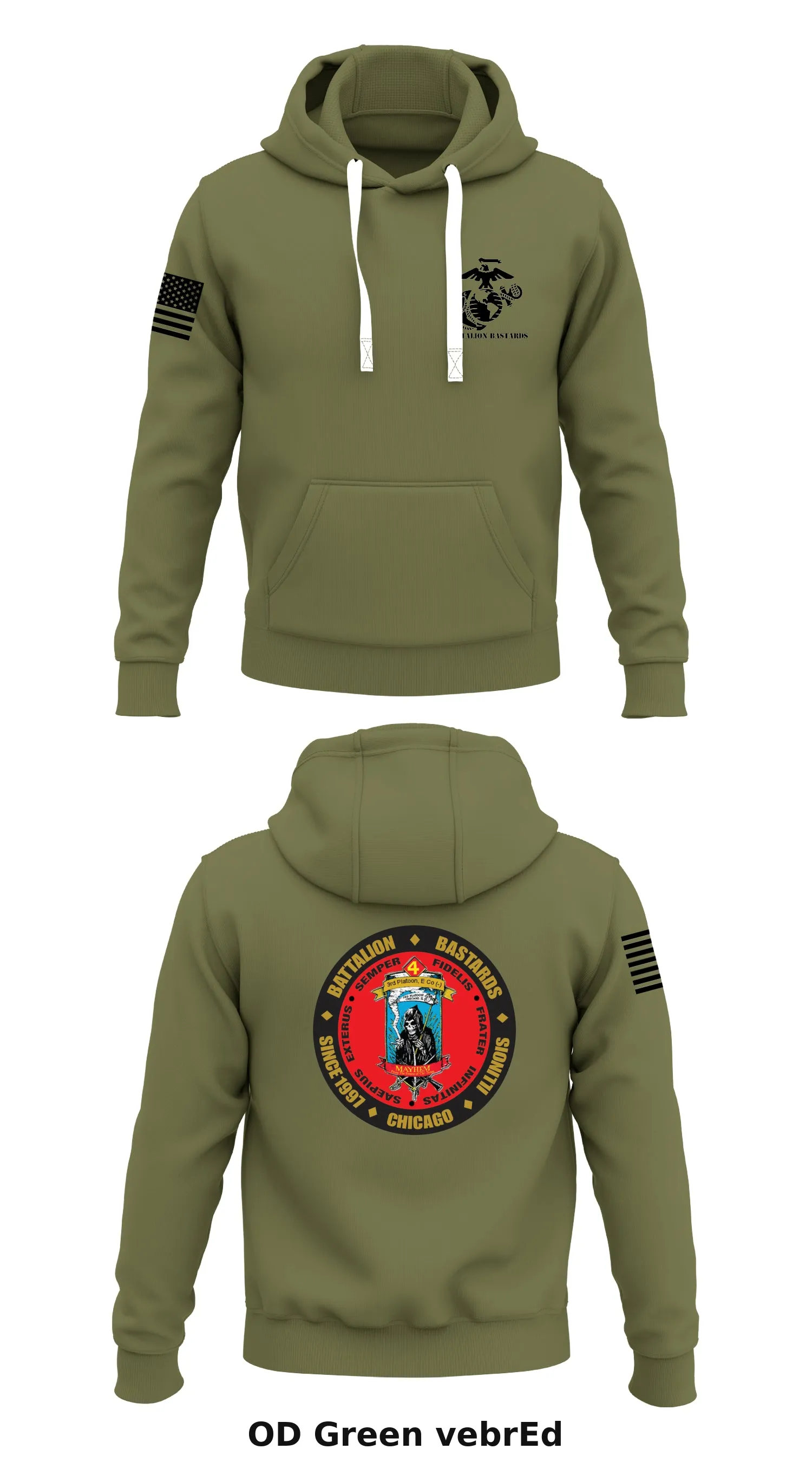 E co, 3rd PLT Store 1  Core Men's Hooded Performance Sweatshirt - vebrEd