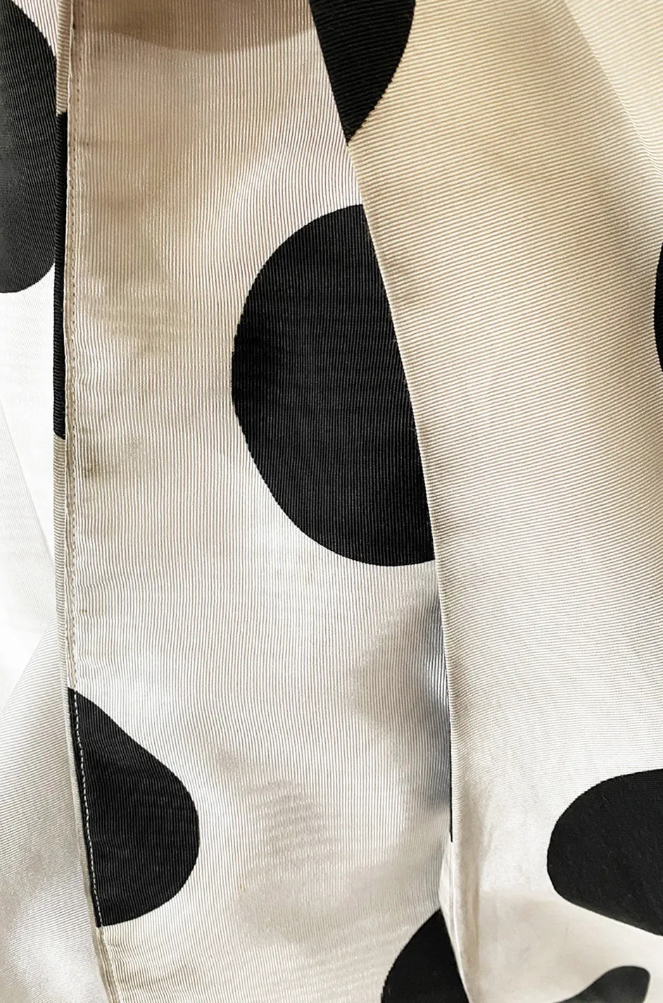 Early 1980s Possible Louis Feraud Graphic Sequin Bodice w Black & White Dotted Bubble Skirt Dress