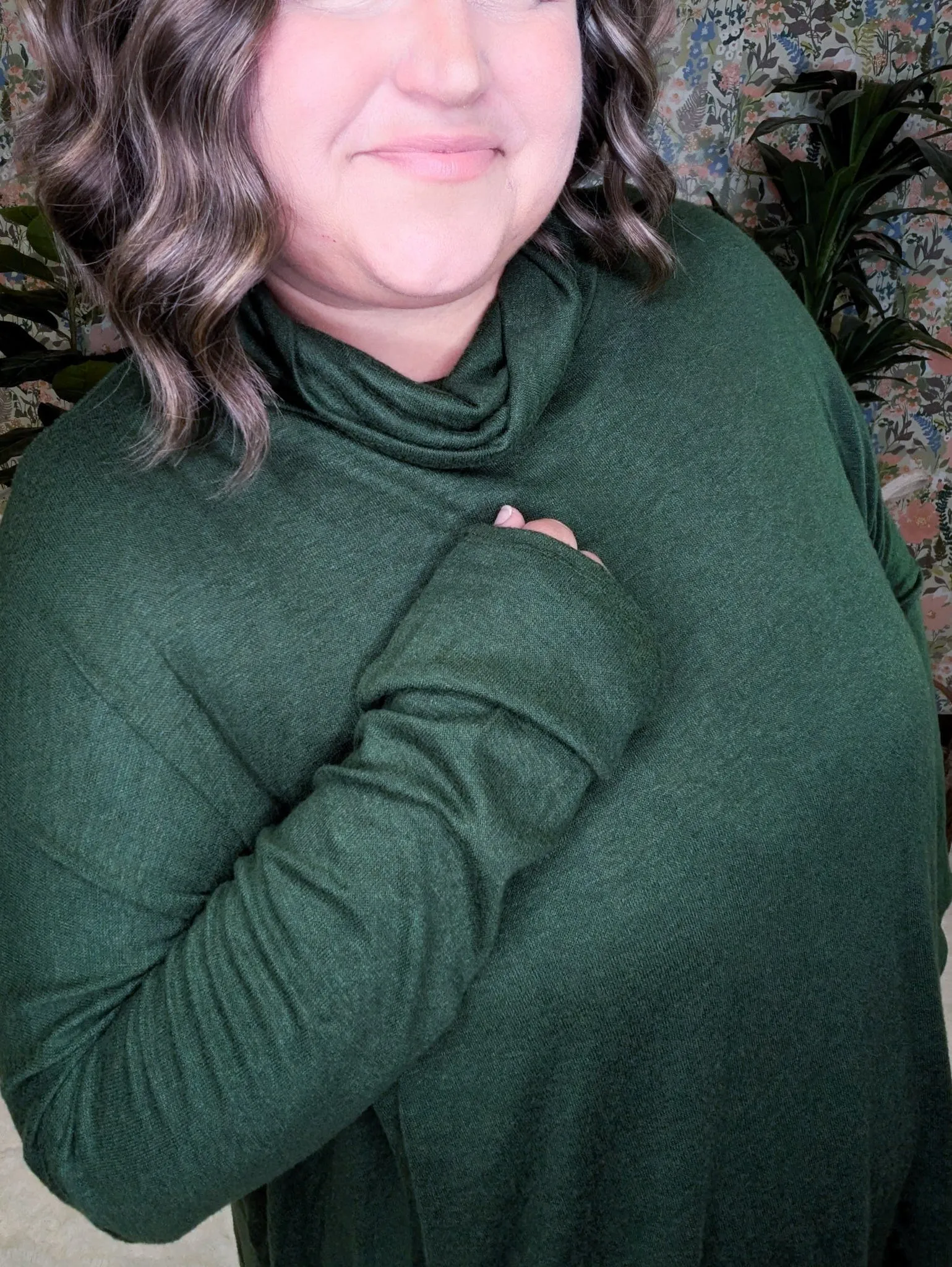 Ellis Cashmere Soft Dolman Cowlneck in Hunter Green